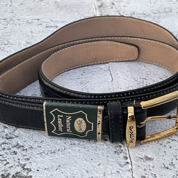 Women Belt Genuine Natural Leather Black Waistband Gold Pin Buckle Size 40 Inche - Picture 1 of 8